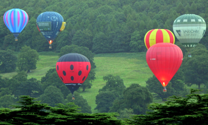 Hot air balloons in flight